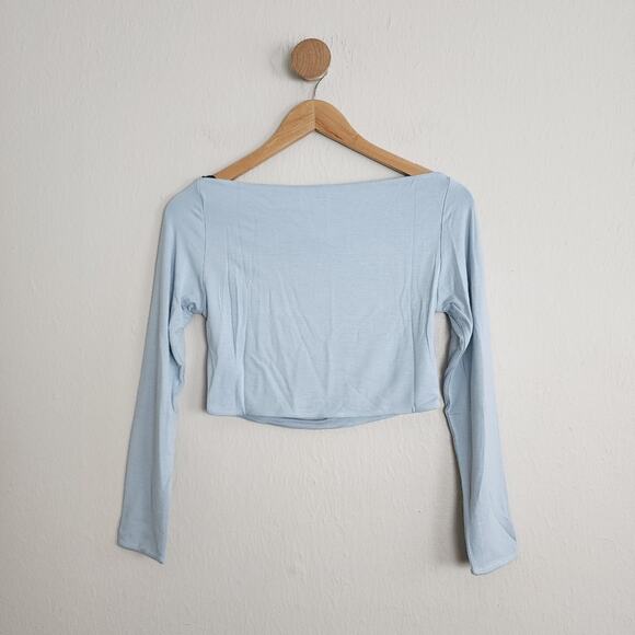 SER.O.YA Retrofete Revolve Ellis Cut Out Crop Top Blue Gray L NWT - Picture 7 of 8